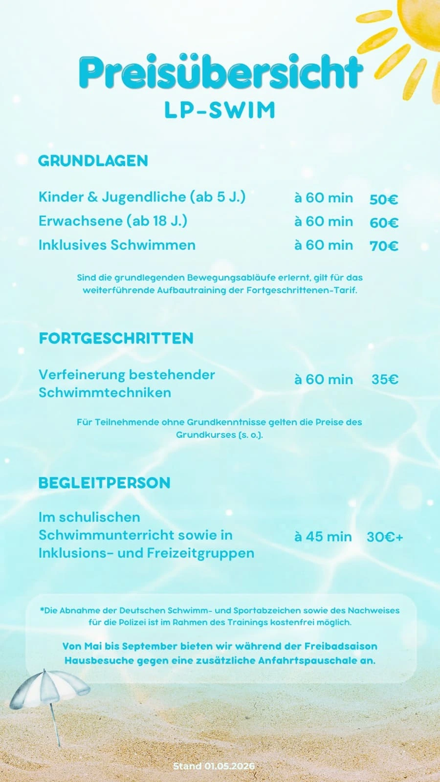 LP-SWIM Preisübersicht Dokument